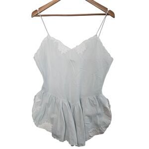 Contemporary Bodysuit Women Med Blue Y2K Embroidered Teddy Floral Glam Coquette